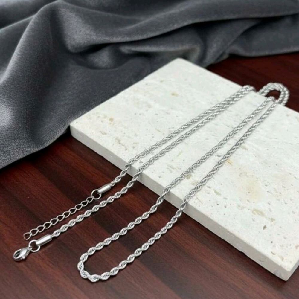 Stainless Steel Rope Chain Necklace NEW - Picture 2 of 2
